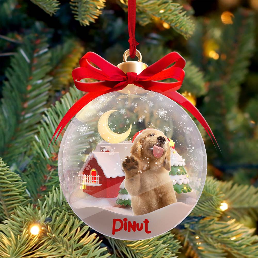 Custom Photo Christmas Pet In Ball -Gift For Pet Lover - Personalized Acrylic Ornament