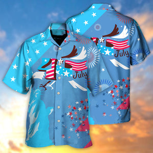 America Independence Happy Day Fourth Of July -  Hawaiian Shirt