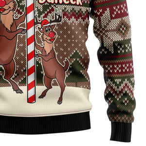 Funny Pole Dancer Reindeer Ugly Sweater