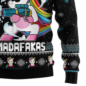 Unicorn Pew Pew Christmas Ugly Sweater