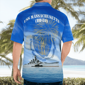 Us Navy Uss Massachusetts (Bb-59) 4Th Of July - Hawaiian Shirt