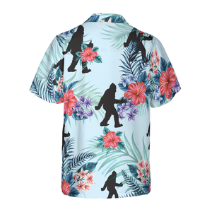 Arctic Blue Texas Floral And Leaves Bigfoot - Gift For Men And Women - Hawaiian Shirt