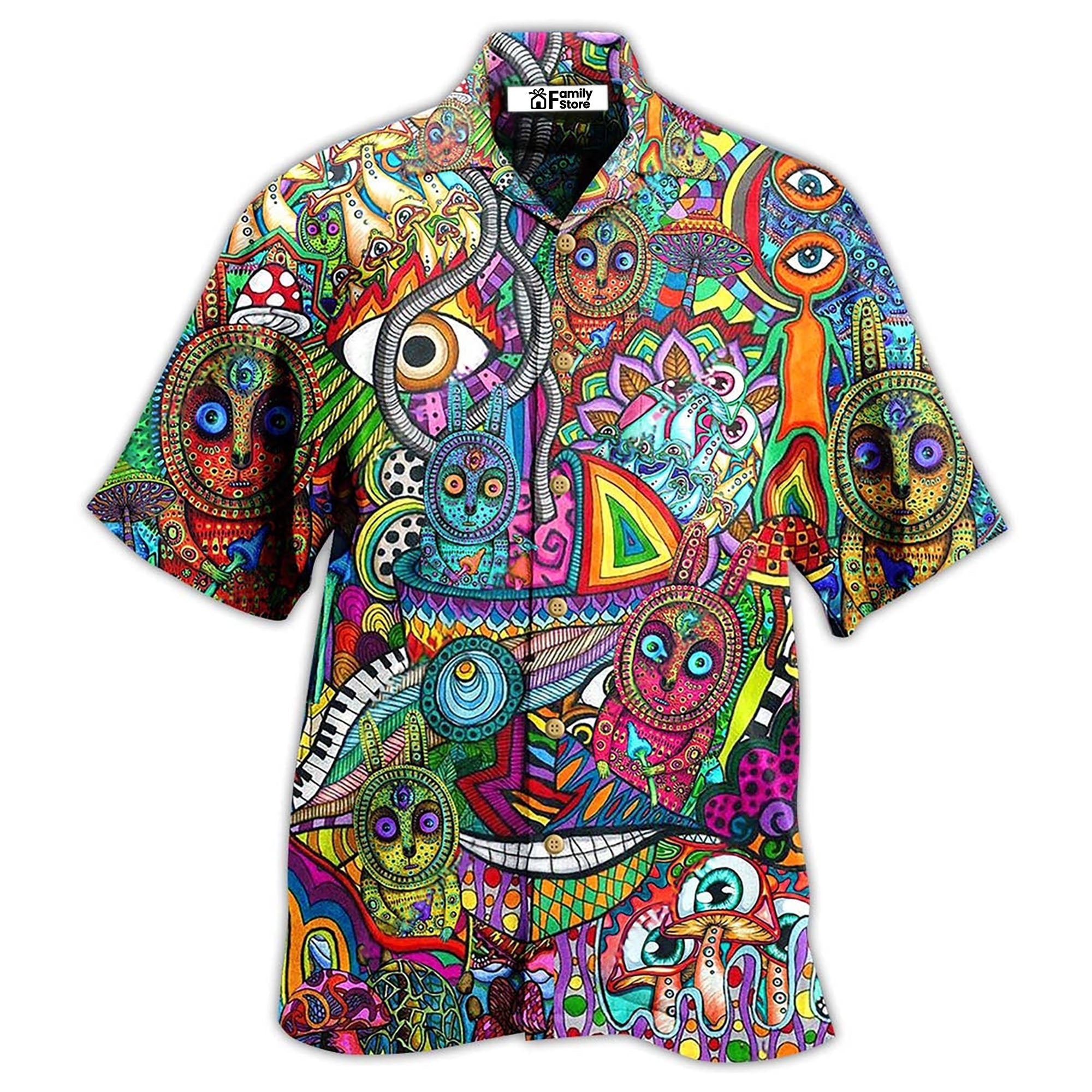 Hippie Mushroom Mix Peace Life Color - Hawaiian Shirt