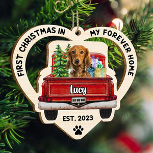 First Christmas In My Forever Home, Custom Photo - Gift For Pet Lover - Personalized Custom Shaped Wooden Ornament