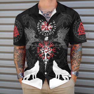 Viking Raven And Wolf - Hawaiian Shirt