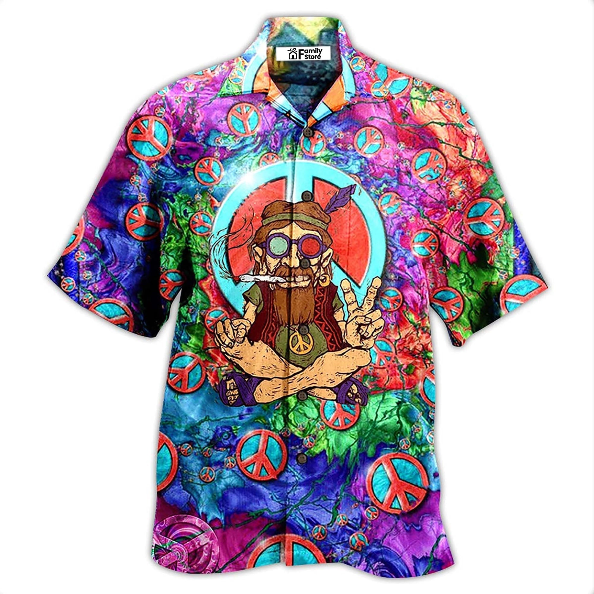 Hippie Peace Life Funny - Hawaiian Shirt