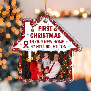 Custom Photo First Christmas In Our New Home - Gift For Family - Personalized Acrylic Ornament