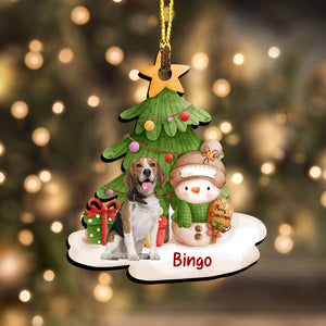 Christmas Tree And Pet - Gift For Pet Lover - Personalized Photo Custom Shaped Wooden Ornament