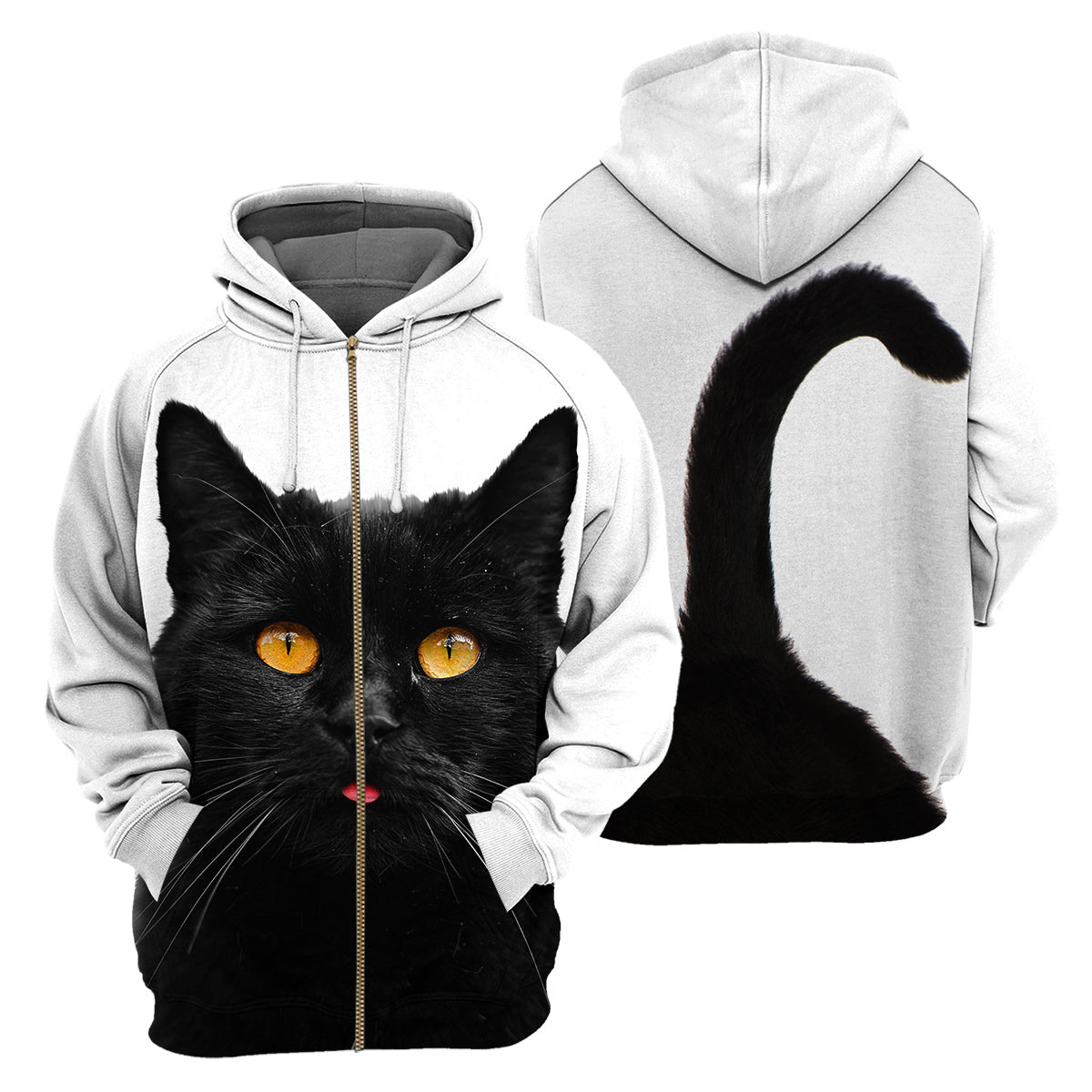 Black Cat White - Hoodie 