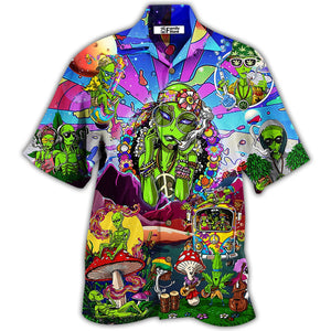 Hippie Alien Peace Life Color - Hawaiian Shirt