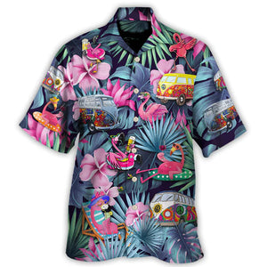 Camping With A Chance Of Drinking Funny Flamingo - Hawaiian Shirt