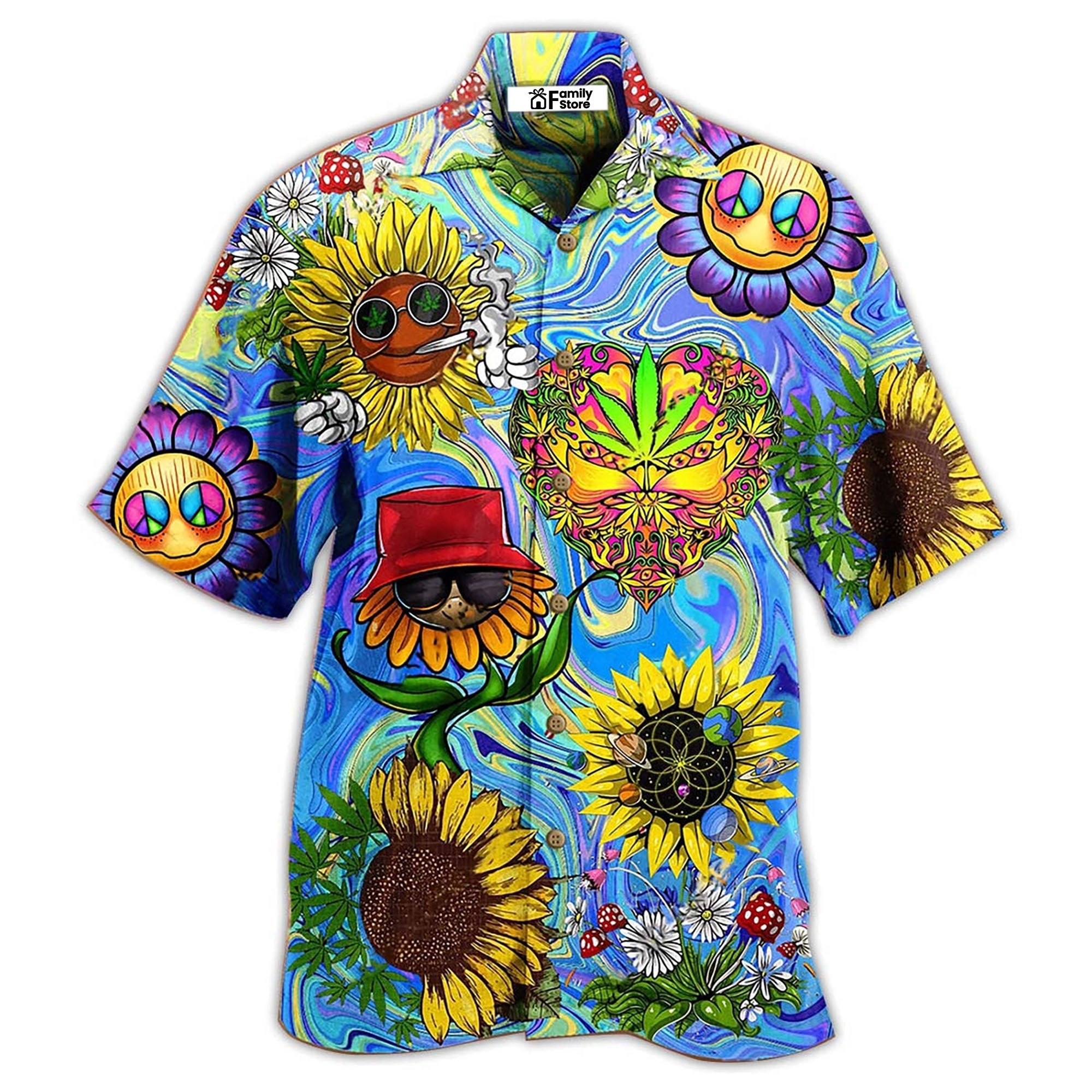 Sunflowers Stay Trippy Little Hippie - Hawaiian Shirt