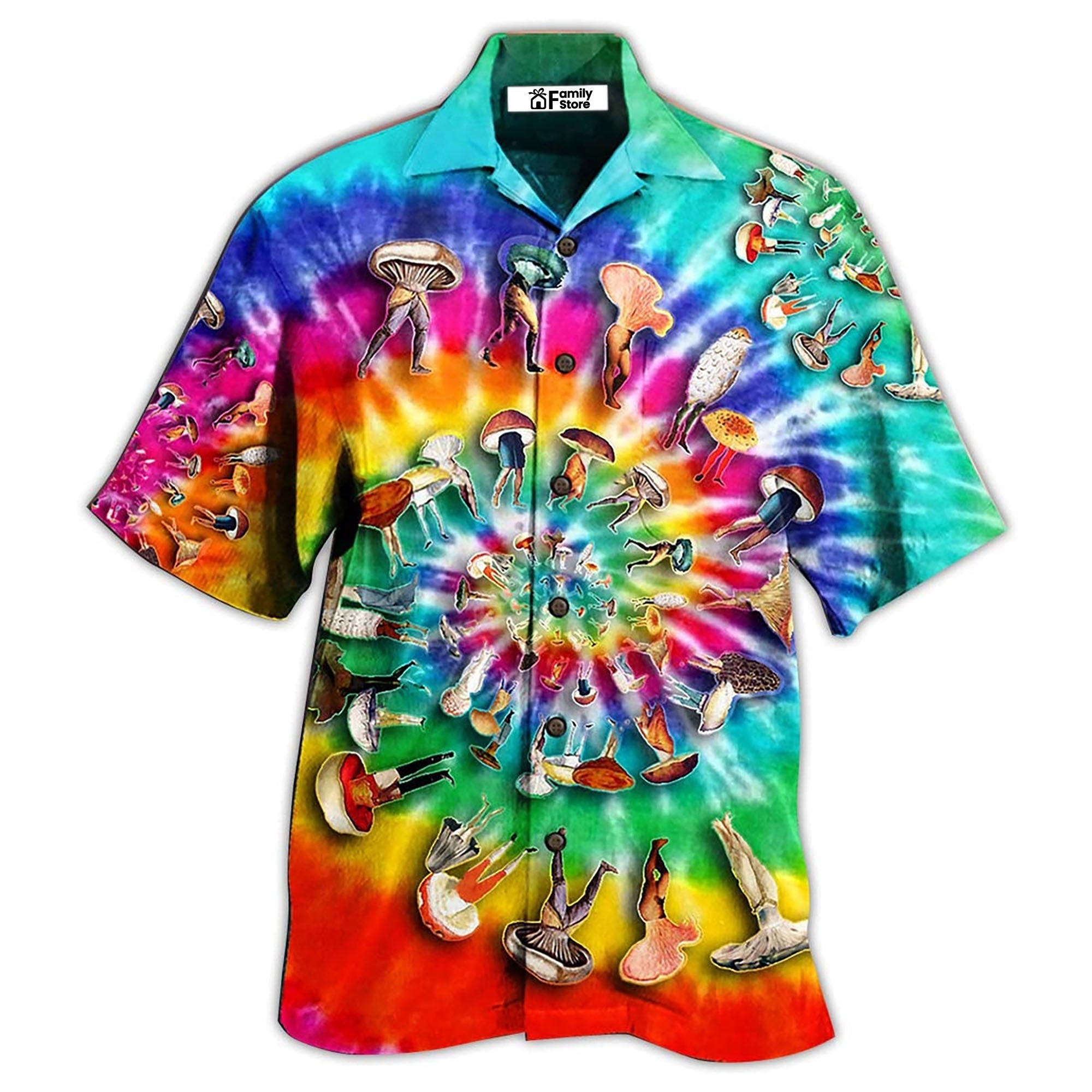 Hippie Mushroom Peace Life A Little Hippie - Hawaiian Shirt