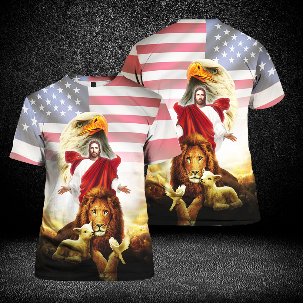 Jesus Lion Eagle US All T-shirts