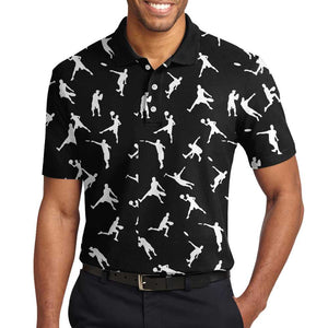 Silhouette Playing Disc Black Golf Pattern Disc Polo Shirt For Men