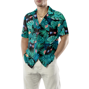 Black Cat Tropical Fourth Of July Hawaiian Shirt