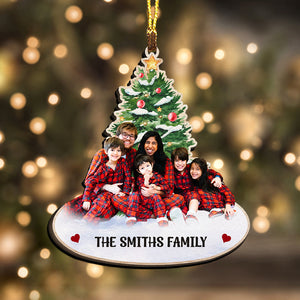 Christmas With Family, We Are Family - Gift For Family - Personalized Photo Custom Shaped Wooden Ornament