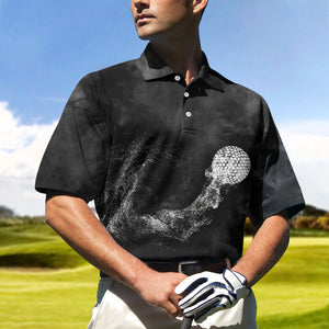 Classic Ball On Smoke Background Geometric Golf Polo Shirt For Men