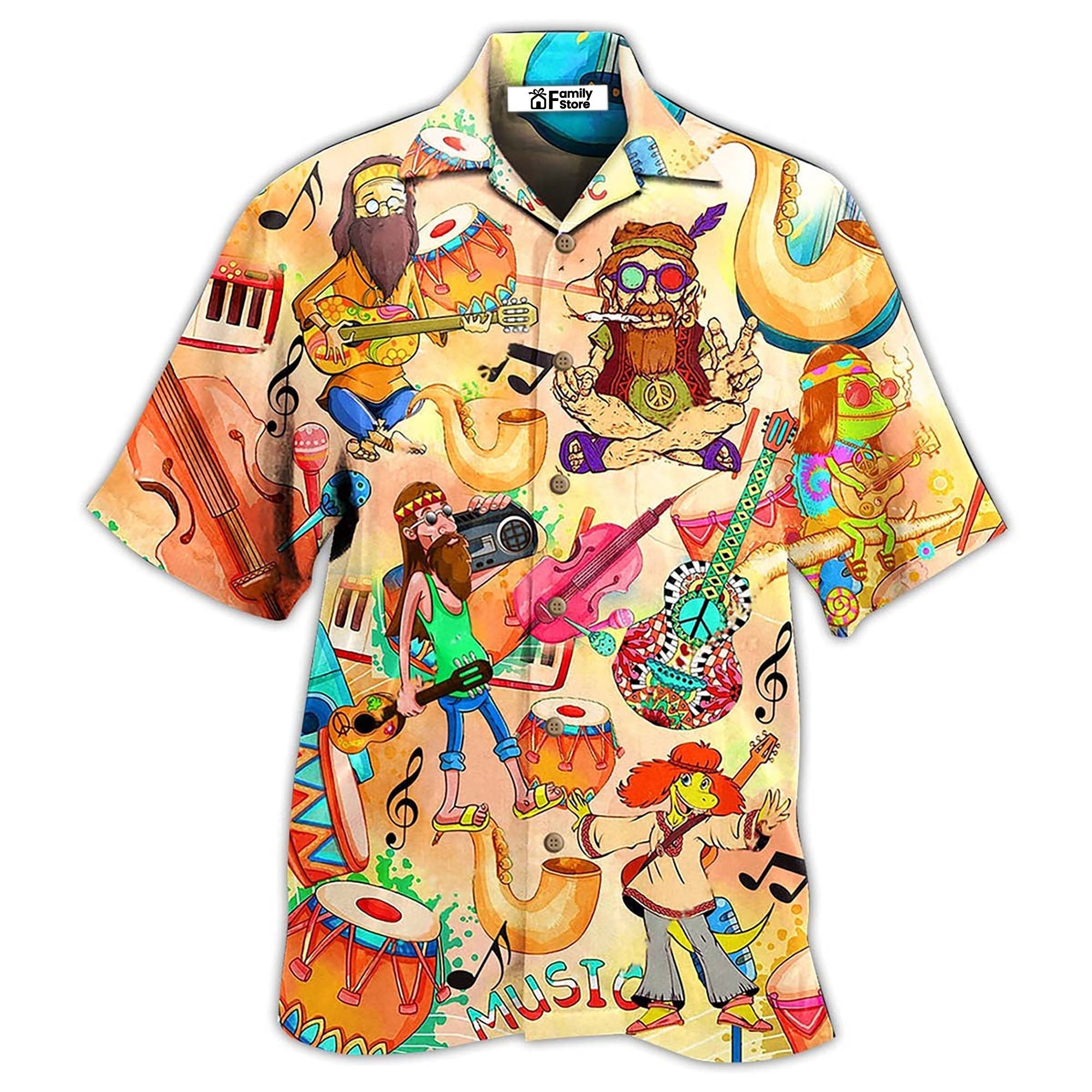 Hippie Music Funny Style - Hawaiian Shirt