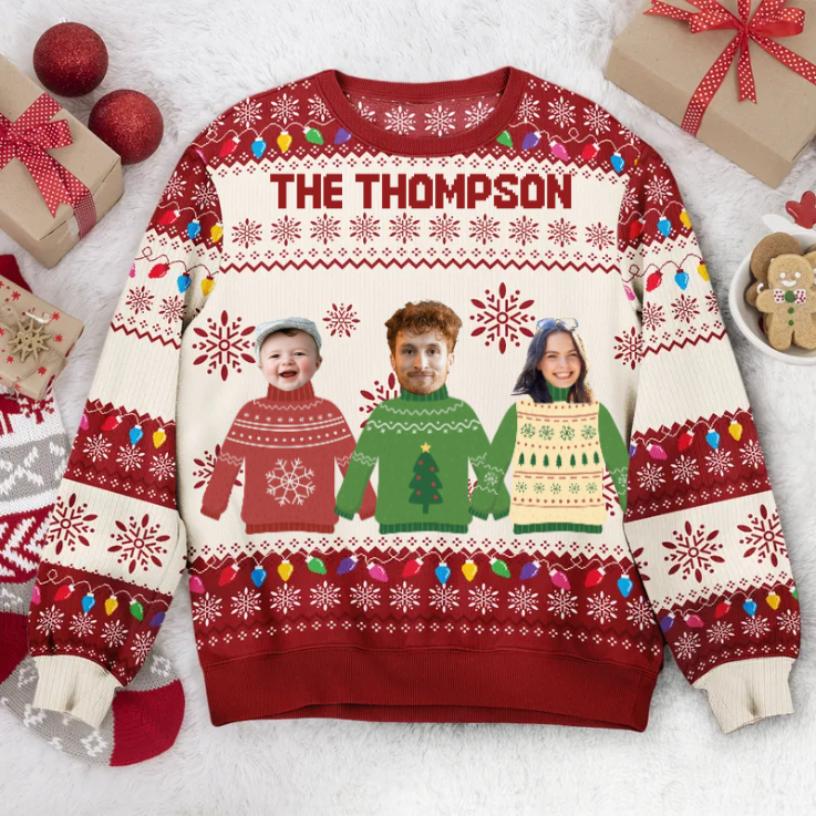 Custom Photo Funny Silly Faces - Christmas Gift For Family, Friends - Personalized Ugly Sweater