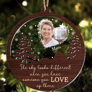 Custom Photo The Sky Looks Different- Memorial Gift For Family, Friends - Personalized 2-Layered Mix Ornament