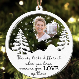 Custom Photo The Sky Looks Different- Memorial Gift For Family, Friends - Personalized 2-Layered Mix Ornament