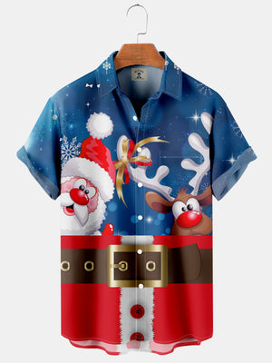 Christmas Fun Santa And Rudolph Red Nose Reindeer - Hawaiian Shirt