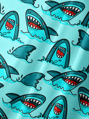 Blue Funny Shark In The Beach - Hawaiian Shirt