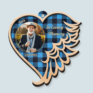 Custom Photo  In Loving Memory- Memorial Gift For Family - Personalized 2-Layered Wooden Ornament