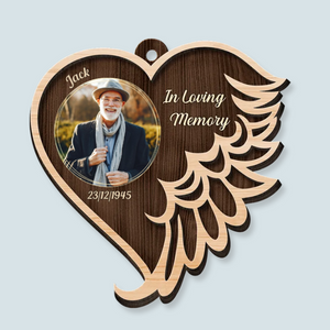 Custom Photo  In Loving Memory- Memorial Gift For Family - Personalized 2-Layered Wooden Ornament