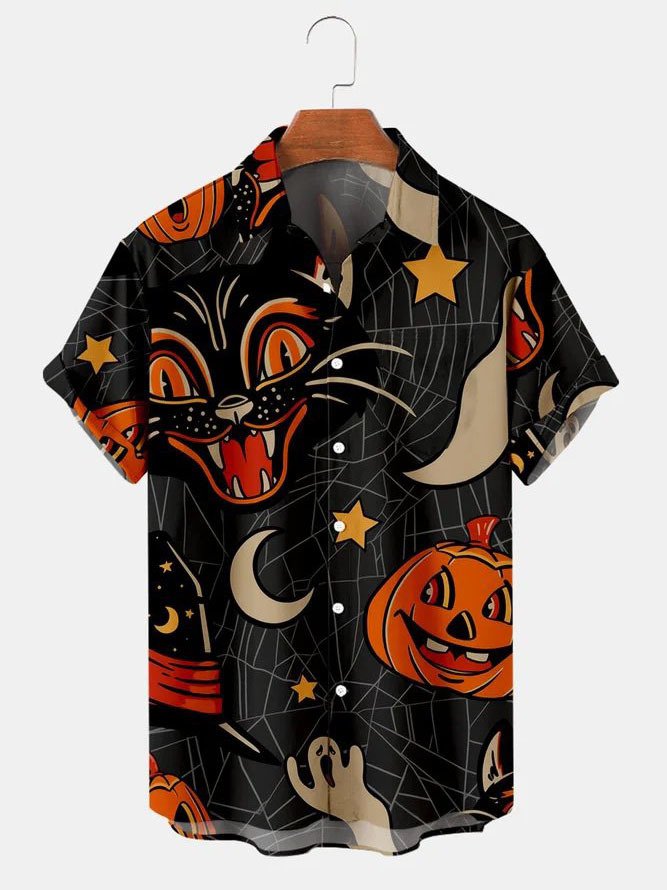 Big Size Black Cat Black Pattern - Hawaiian Shirt