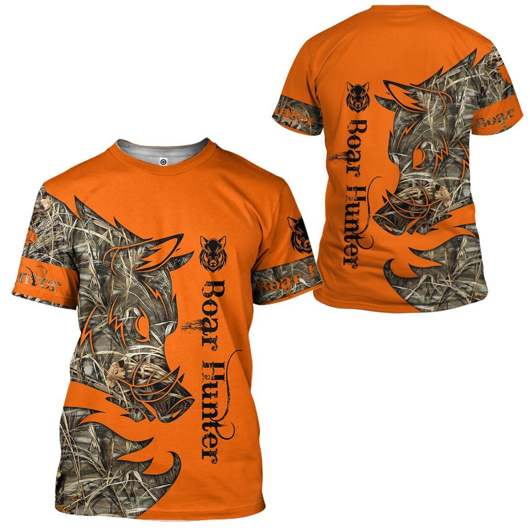 Orange Boar Hunter T-Shirt 3D For