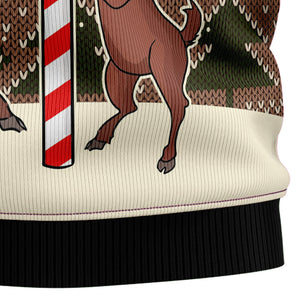 Funny Pole Dancer Reindeer Ugly Sweater