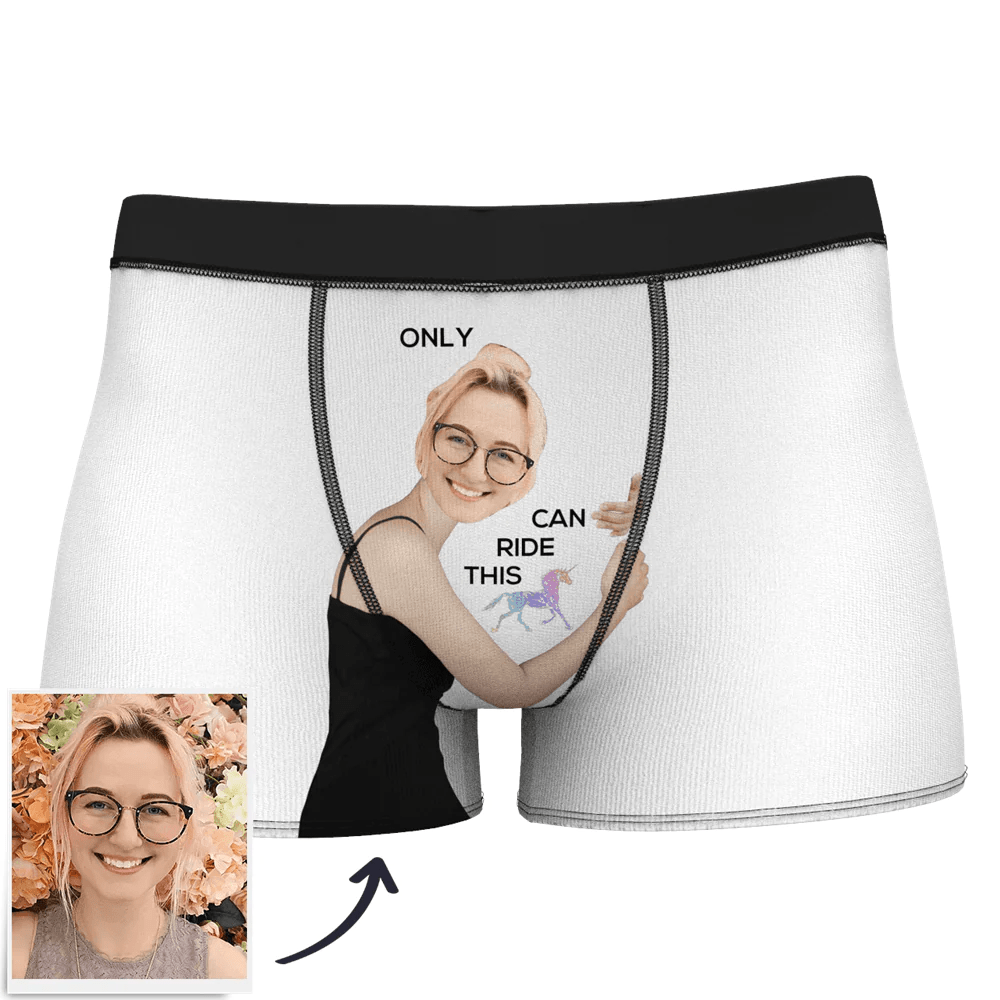 Custom Photo Only Can Ride This - Gift For Husband, Boyfriend - Personalized Men's Boxer Briefs