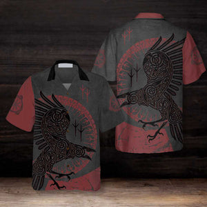 Red And Black Raven Viking Unique - Personalized Hawaiian Shirt