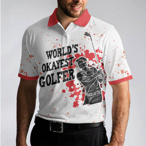 World's Okayest Splash Golfer Silhouette White Best Golf Polo Shirt