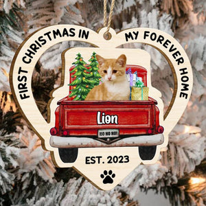 First Christmas In My Forever Home, Custom Photo - Gift For Pet Lover - Personalized Custom Shaped Wooden Ornament