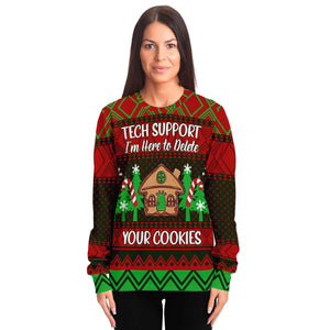 Tech Support I Am Here To Delete Your Cookie Ugly Christmas Sweater