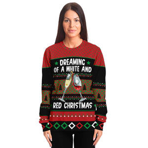 Dreaming Of A White And Red Christmas Wine Lover Ugly Sweater