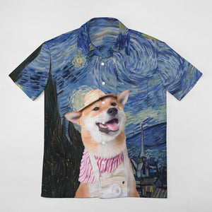 Custom Photo Dog Starry Night - Gift For Pet Lovers - Personalized Hawaiian Shirt