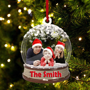 Merry Christmas Family Ball - Gift For  Family - Custom Photo And Name, Personalized Acrylic Ornament