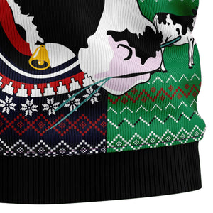 Funny Cow Christmas With Noel Hat Ugly Sweater