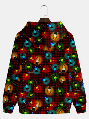 Christmas Colorful Lights Plaid - For Men And Women - Hoodie