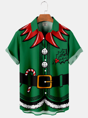 Christmas Santa Claus Red And Green Color Costume Cosplay - Hawaiian Shirt