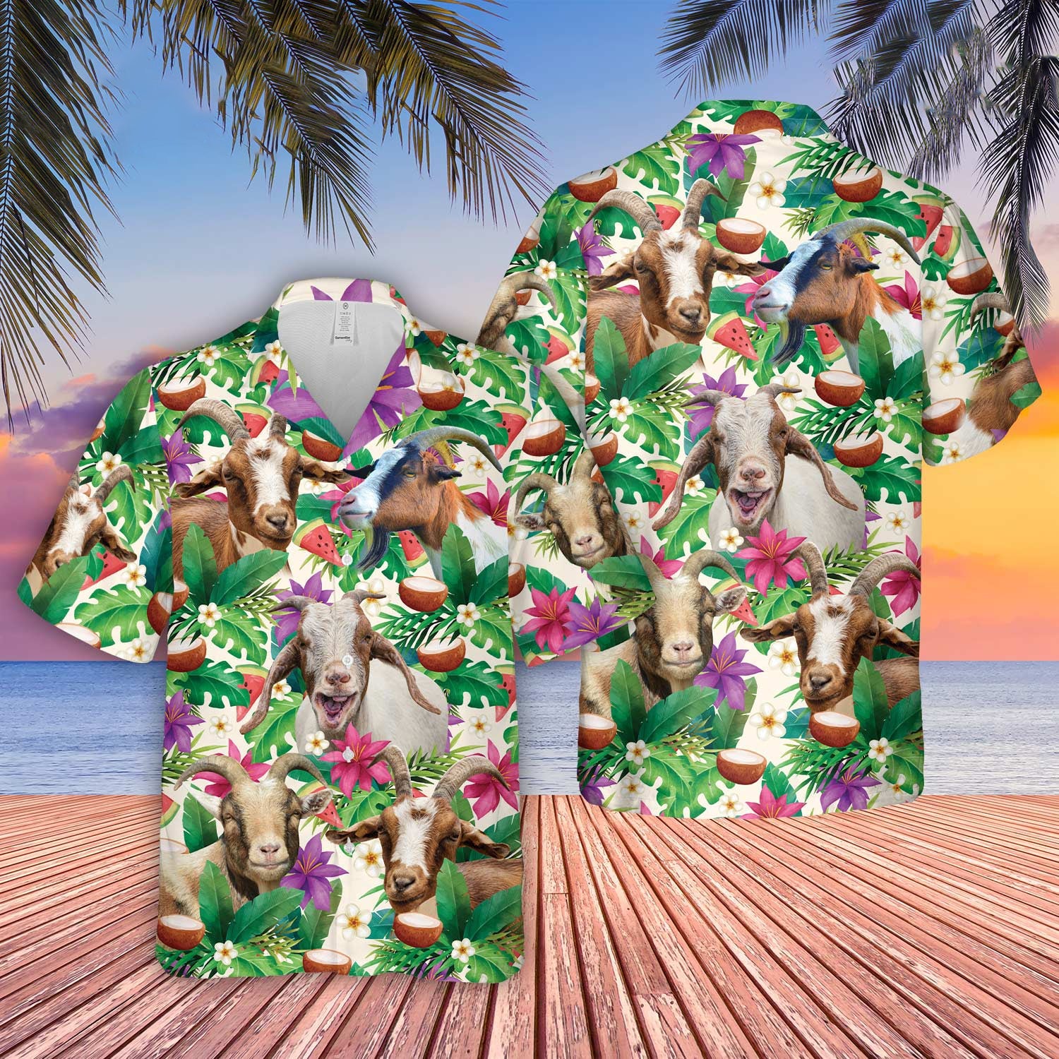 Unique Goat Summer Floral 3D - Hawaiian Shirt