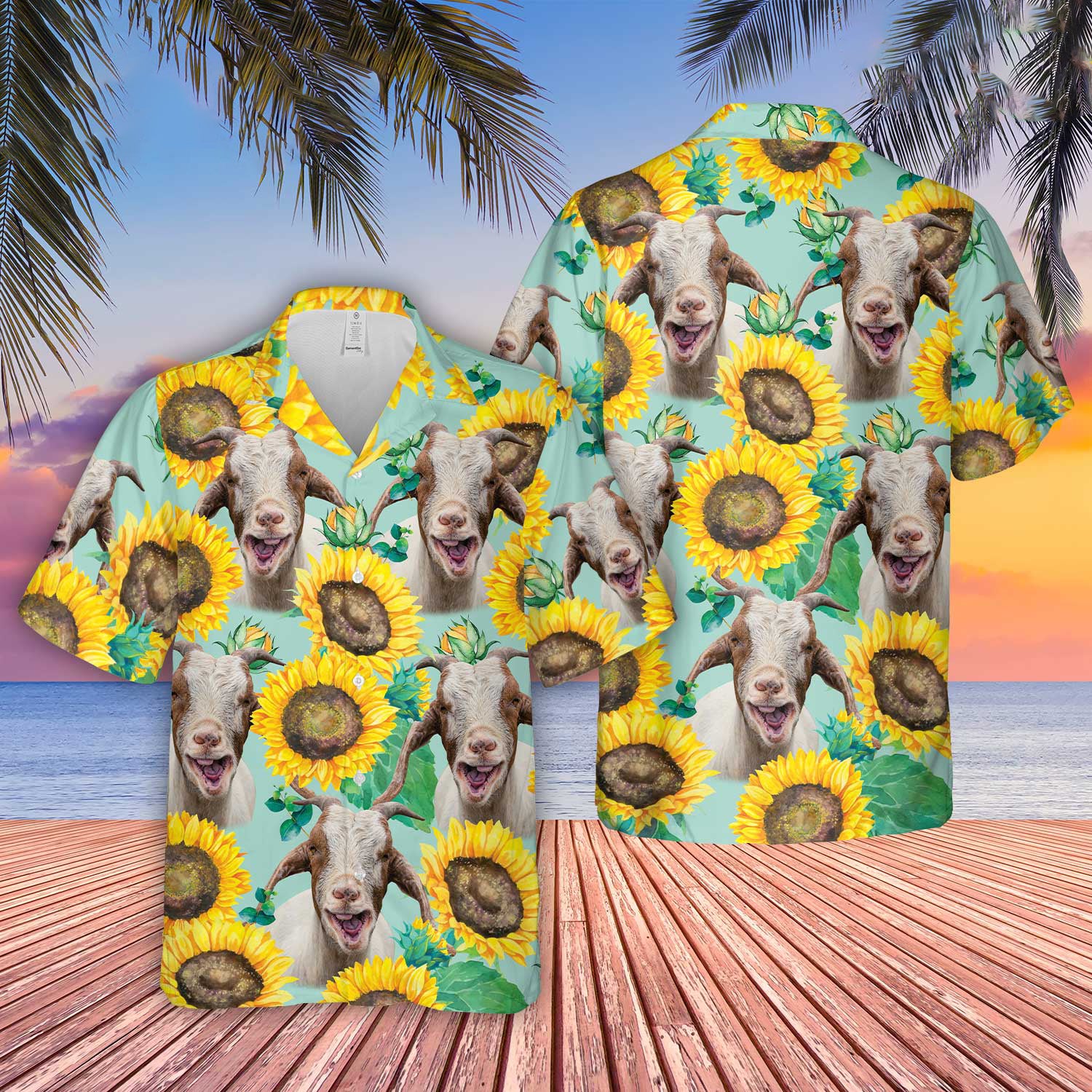 Unique Goat Sunflowers Floral Farm 3D - Hawaiian Shirt