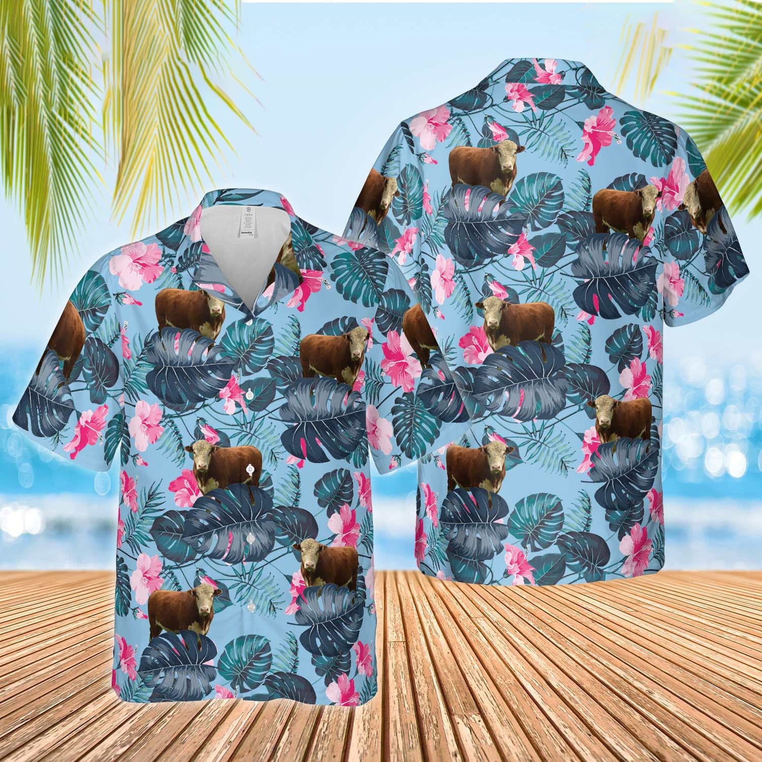 Unique Hereford Blue Hibiscus - Hawaiian Shirt