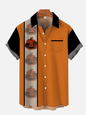 Halloween Element Orange Pumpkins And Black Cats - Hawaiian Shirt