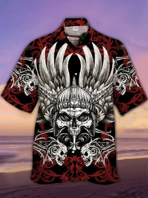 Vikings Tribal Helmet With Skull - Hawaiian Shirt