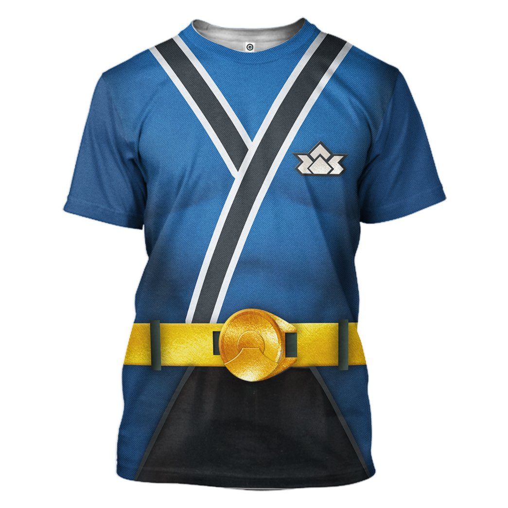 Power Rangers Samurai Blue Costume Cosplay - T-Shirt PRHS60